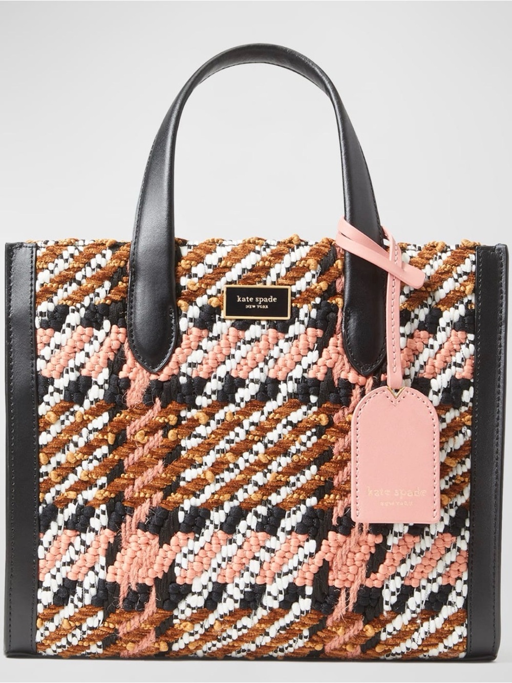 Kate Spade Manhattan Plaid Chunky Woven Tote in Dancer Pink NWT - Picture 2 of 9